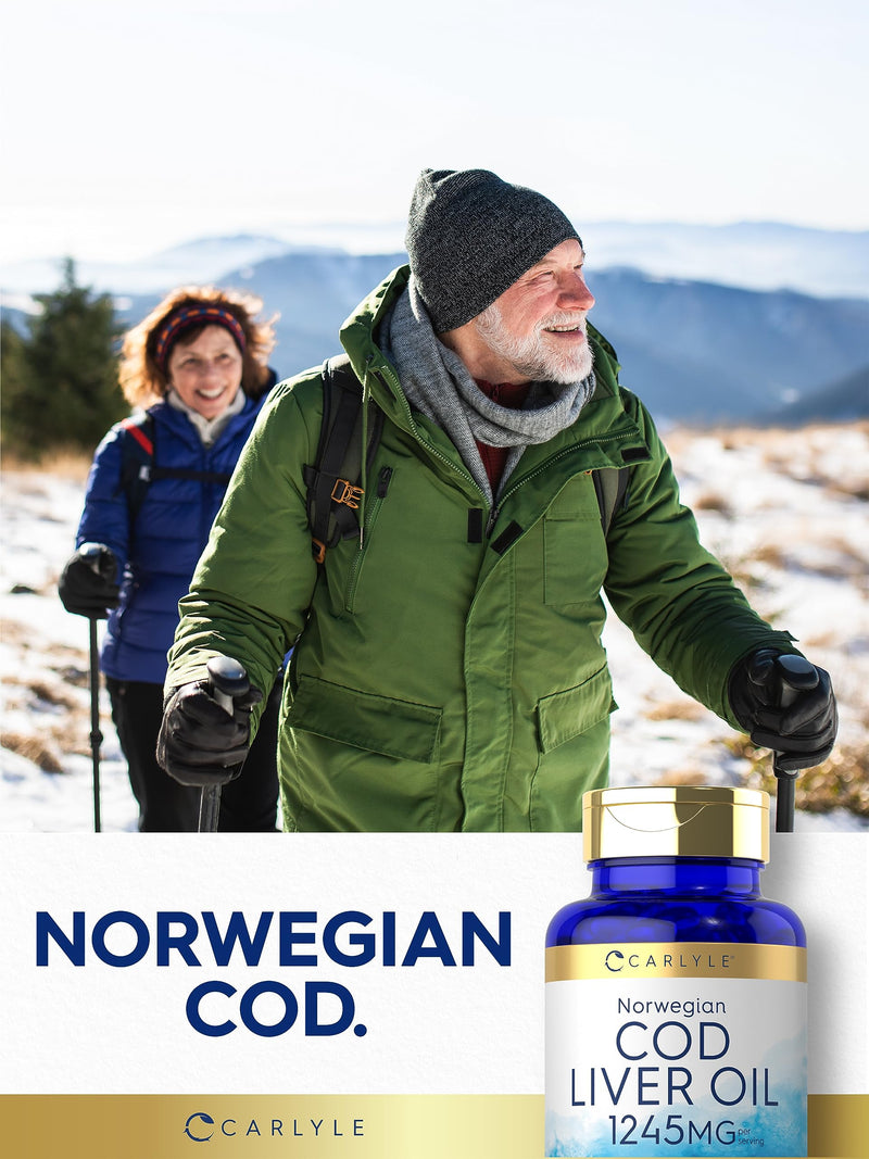 [Australia] - Carlyle Norwegian Cod Liver Oil | with EPA & DHA | 1245mg | 150 Softgels | Liquid Capsules | Non-GMO & Gluten Free Supplement 