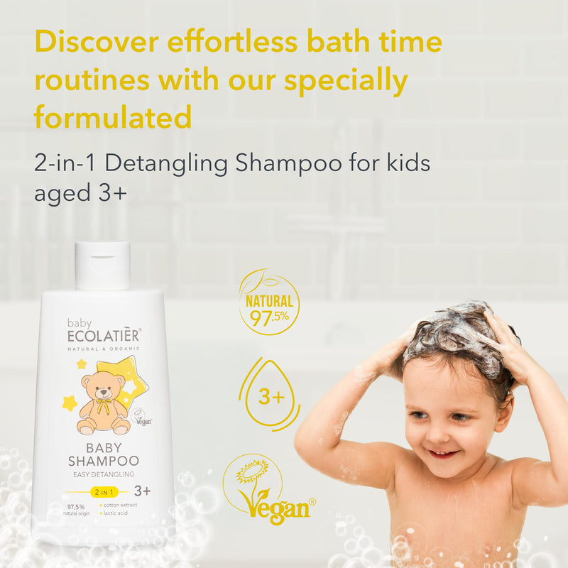 [Australia] - Baby Shampoo & Body Wash 2-in-1 Gentle, Hypoallergenic, and Tear-Free kids shampoo - Cotton Extract& Lactic Acid for Easy Detangling - Kids shampoo and conditioner 3+ - 8.5 Fl Oz 