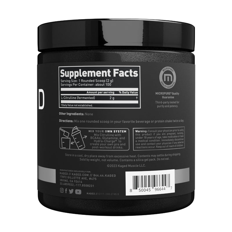 [Australia] - Kaged L-Citrulline Powder | Unflavored | Enhanced Pumps | Improve Muscle Vascularity | Nitric Oxide Booster | Supplements for Men & Women | 100 Servings 