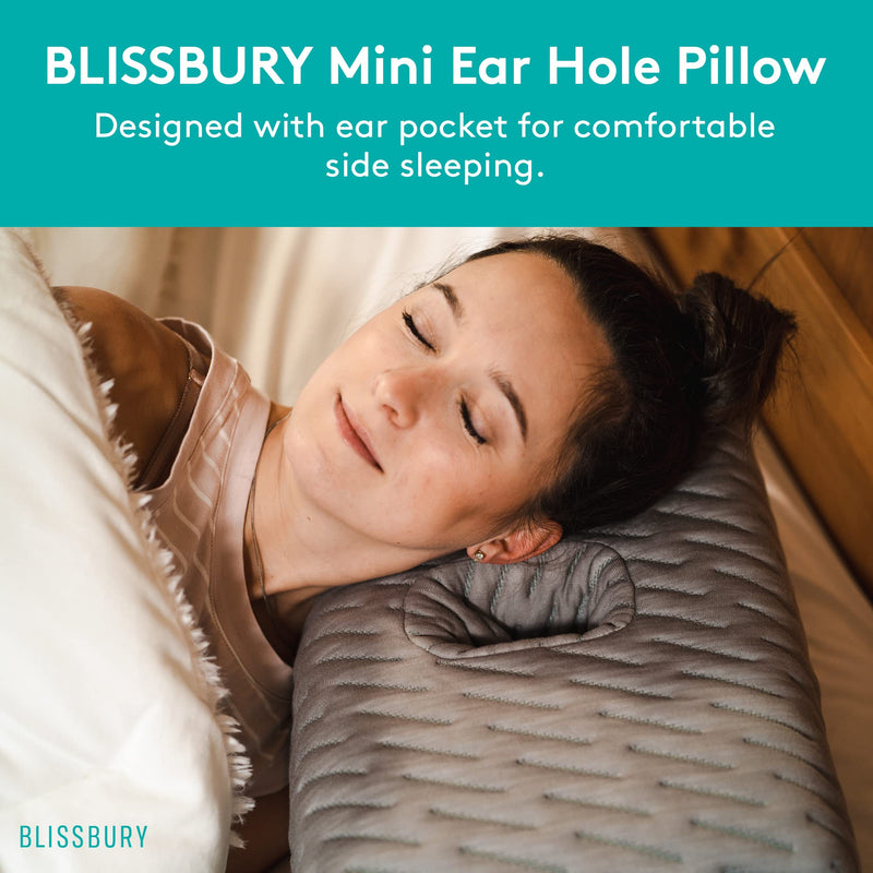 [Australia] - BLISSBURY Mini Ear Pillow | Ear Piercing Pillow for Side Sleeping | Travel Friendly CNH Pillow with Ear Hole | Soothing Hole for Ear Pain | Piercing Health & Ear Recovery for Side Sleepers | Donut Ear Gray 
