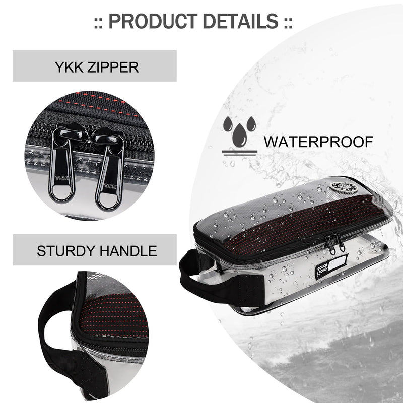Rough Enough Clear Toiletry Bag Large Travel Organizer for Men Women | 3.4L, 12x5x3.5in, 0.6mm thick PVC, YKK zippers, mesh pocket & removable pouch, easy-clean, for road trips & checked luggage