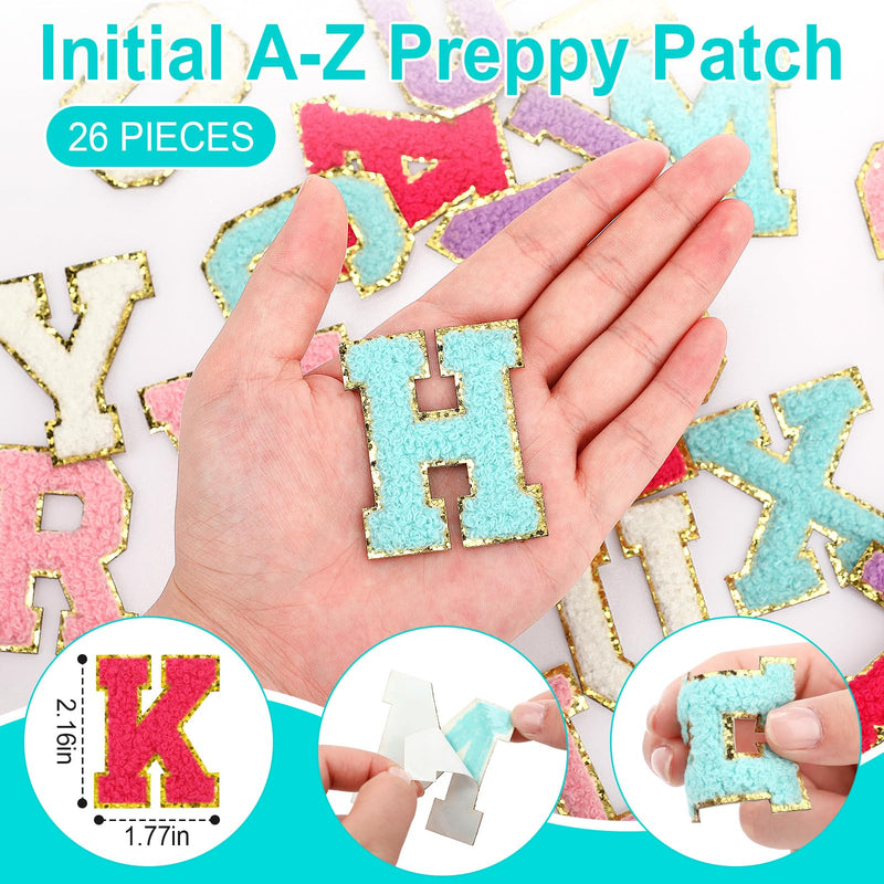 10 Pcs Initial Clear Makeup Bags Mini Personalized A-Z Preppy Patch Chenille Letter Cosmetic Bag Preppy Nylon Makeup Bag Small Pouch Waterproof Toiletry Bags for Women Wedding Bride Gift(Clear) Macaron Colors