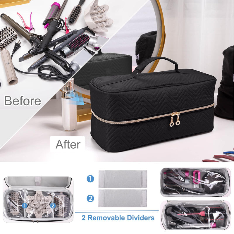 [Australia] - Hair Tools Travel Case - Black Dryer Bag, Large Case for Shark FlexStyle/SmoothStyle, Air Wrap Dryer & Curling Iron Organizer 