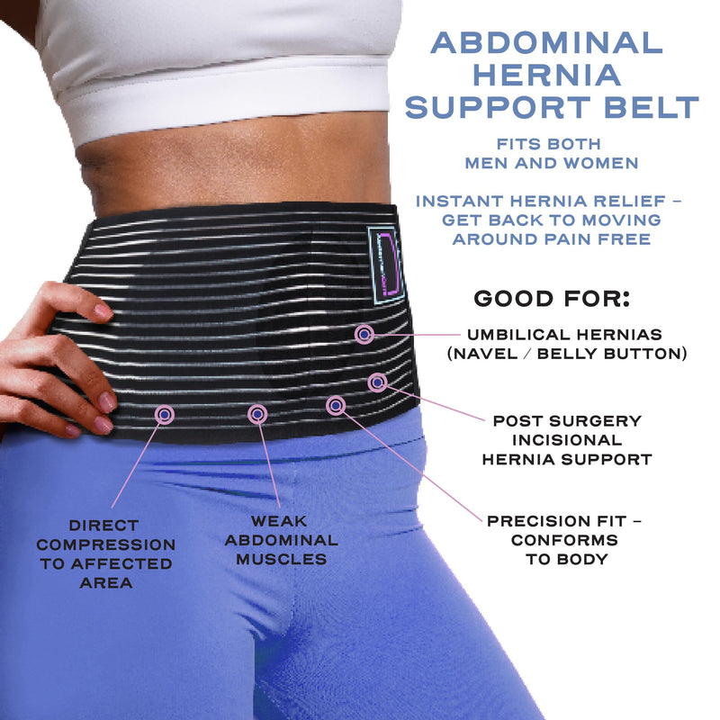 Abdomencare Plus Size Umbilical Hernia Belt For Men and Women | Hernia Belts For Men Abdominal With 2 Unique Compression Pads | Plus Size Hernia Belt For Women Abdominal | Adjustable Support | 2XL/XXL Black