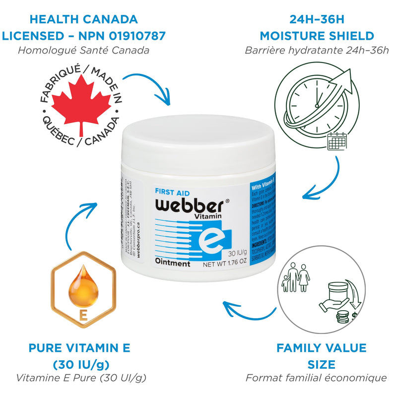 Webber Natural First Aid Ointment, Protects and Provides Fast Healing with Vitamin E to Fight Scars from Cesarean and Cuts, Burns from Tattoos, Wrinkles, Acne and Very Dry Skin