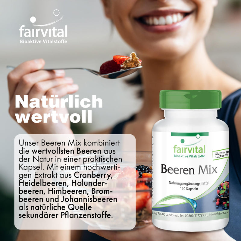 [Australia] - Fairvital | Berry Mix - 120 capsules - antioxidant capsules - HIGH DOSE - VEGAN - 8 berries with spirulina 