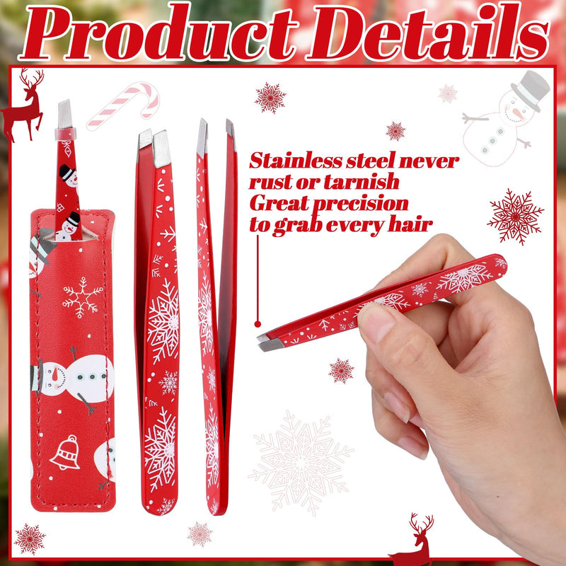 [Australia] - Lasnten 24 Sets Christmas Mini Tweezer Set Christmas Stocking Stuffers for Women Professional Tweezers in Case Mini Jewelry Tweezer Lighted Tweezers for Women Facial Hair for Xmas Party Gifts 