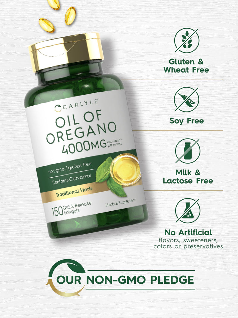 [Australia] - Carlyle Oregano Oil 4000mg Supplement | 150 Softgel Capsules | Contains Carvacrol | Non-GMO & Gluten Free Formula 150 Count (Pack of 1) 
