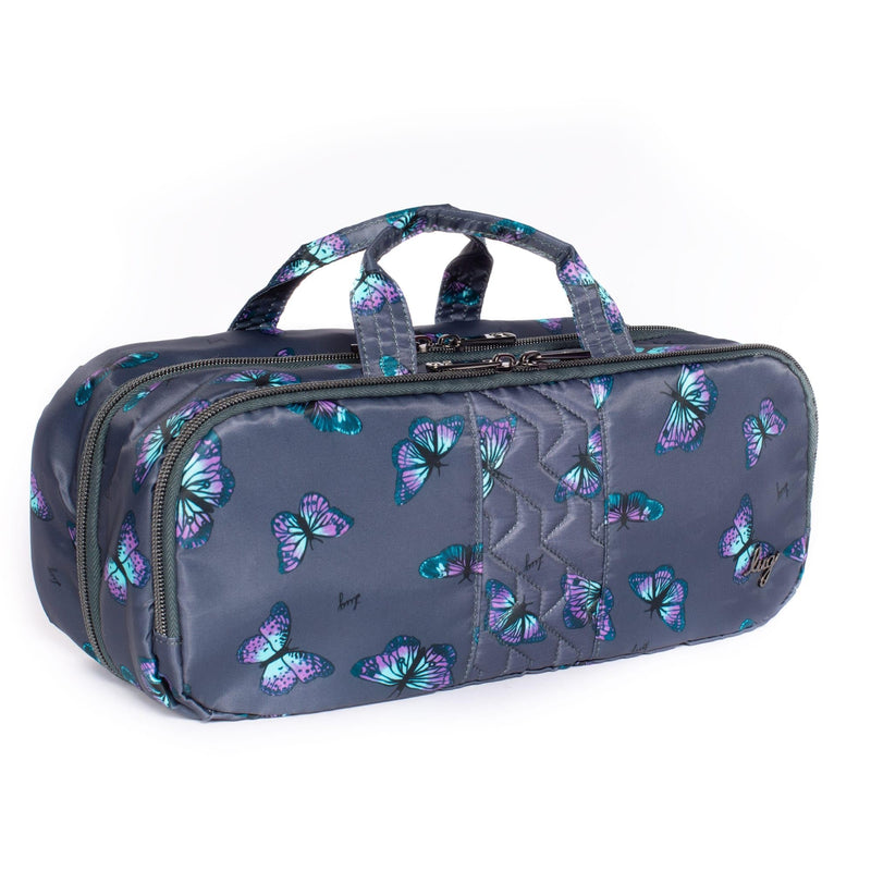 Lug Flatbed Slim Cosmetic Case for Women – Travel Toiletry Organizer with Multiple Compartments, Lightweight Water-Resistant Polyester – Resort Black