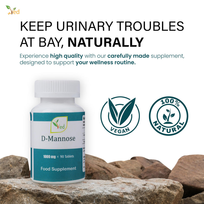 VED D Mannose 1000mg Tablets – Urinary Tract & Bladder Support – 90 Vegan Tablets – Food Supplement for Women & Men