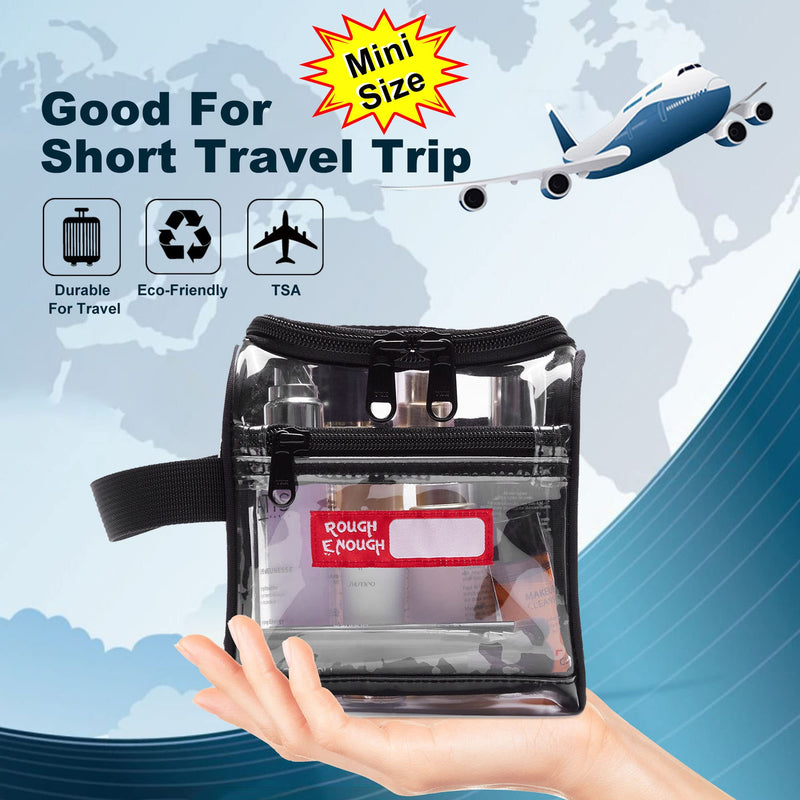 Rough Enough Clear Toiletry Bags for Traveling with Handles Toiletries Cosmetic Pouch Makeup Bags TSA Approved for Men and Women Travel