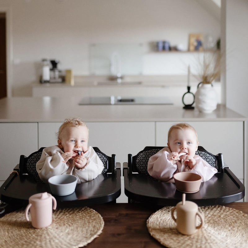 [Australia] - mushie Long Sleeve Baby Bib | Mess Free & Waterproof Fabric for Toddlers | Adjustable Fit for Ages 6-24 Months Olive Check 