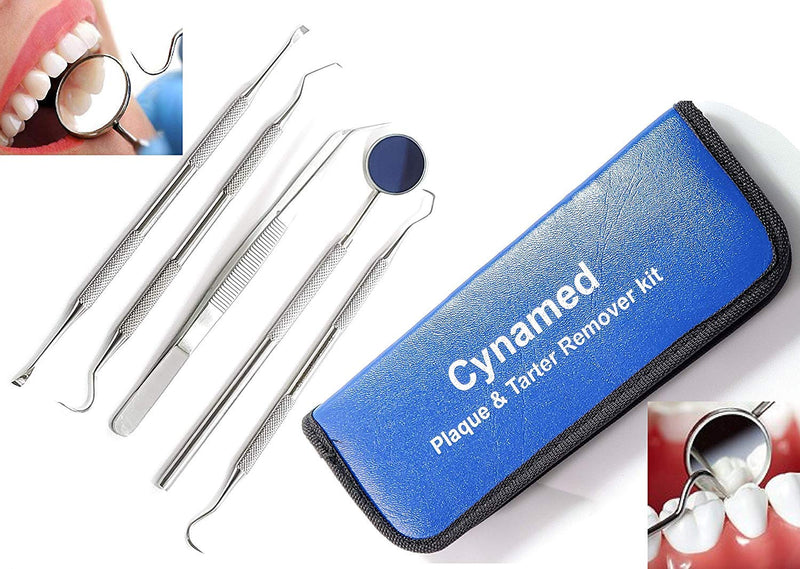 [Australia] - Dental Hygiene set of 5-Stainless Steel Tarter Scraper/Scaling Remover, Dental Toothpick, Mouth Mirror Scaler Tweezer For Calculus &Tartar Removal-Dentists Set is Ideal for Personal Use & Pet Friendly 