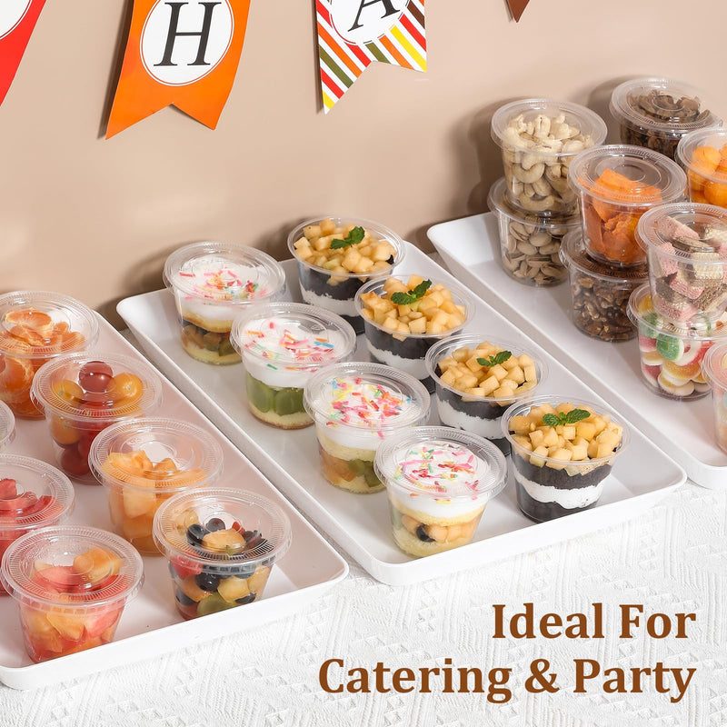[Australia] - AOZITA [50 Sets, 9 oz Clear Plastic Cups With Flat Lids No Hole, Disposable Cups With Lids for Ice Cream, Pudding, Cake, Snacks Smoothie, Milkshake, Cold Drinks 50 Sets 