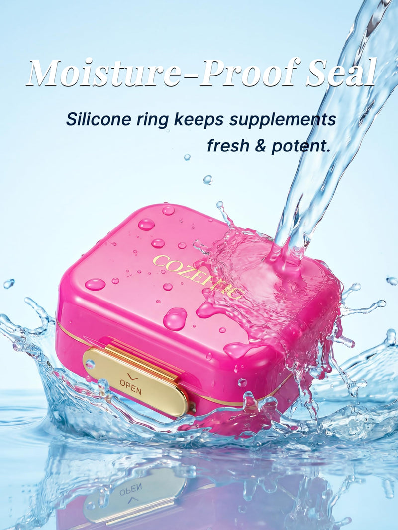 Pill Organizer 2 Times a Day AM PM, 2 Pack 7 Day Travel Pill Case for Purse, Moisture Proof BPA-Free Medicine Box for Vitamins, Fish Oil & Supplements, Hot Pink & Sky Blue