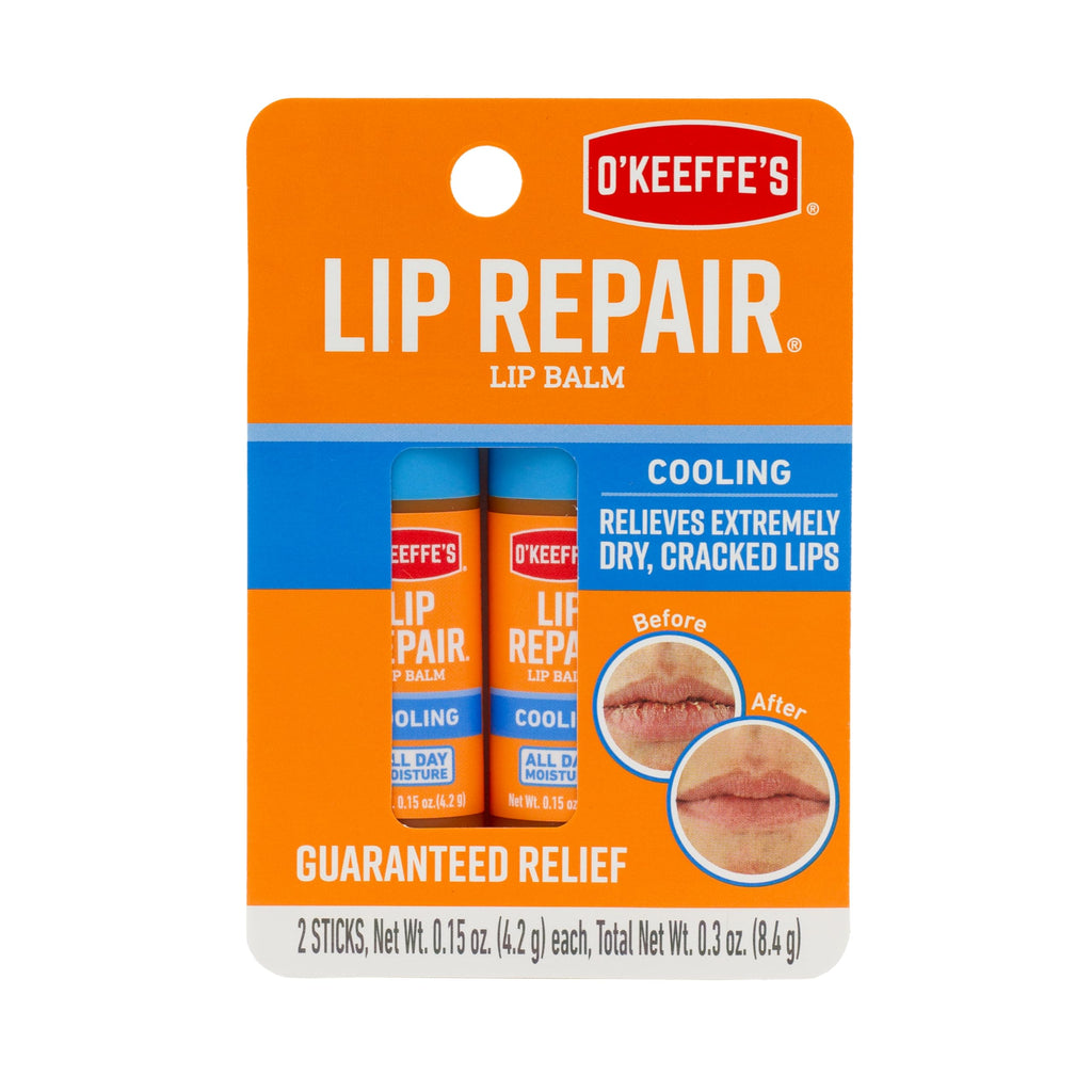 O'Keeffe's Cooling Relief Lip Repair Lip Balm for Dry, Cracked Lips, Stick, Twin Pack 0.15 Ounce (Pack of 2)