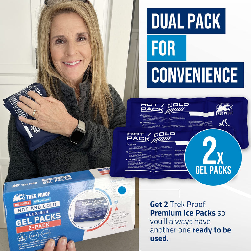 [Australia] - Flexible Ice Pack for Pain Relief - Reusable Gel Pack for Knee, Shoulder, Ankle, Back, and More - Bendable for Customized Comfort Ultra Flexible Gel Packs (2) 
