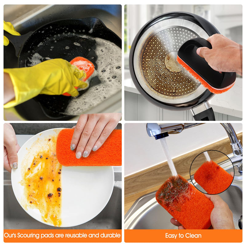 [Australia] - Upgraded 6-Piece Griddle Cleaning Kit for Blackstone, Flat Top Grill Cleaner Non-Scratch Scouring Pads for Kitchen - Heavy-Duty 5 Griddle Scrubber Pads with 1 Handle 