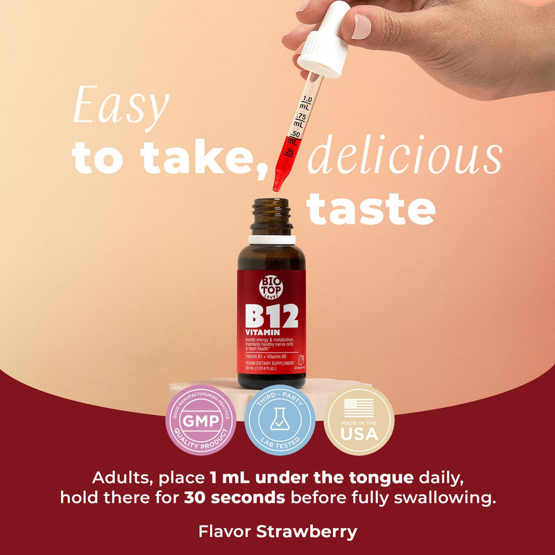 Vitamin B12 Sublingual Liquid Drops (5000 mcg) Plus B1 & B6 in Fastest Absorption Way. Best Formula to Support Brain Cells & Nerve Tissue, Enhance Red Blood Cell Function, Increase Energy & Metabolism