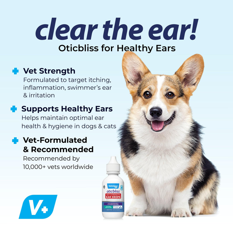 Oticbliss Vet-Strength Ear Drops with MicroSilver™ BG and Oticbliss Advanced Cleaning Wipes XL (60 Ct) Bundle, Advanced Ear Conditions Clinical Strength Ear Drops for Dogs Plus Dog Ear Cleaning Wipes - PawsPlanet Australia