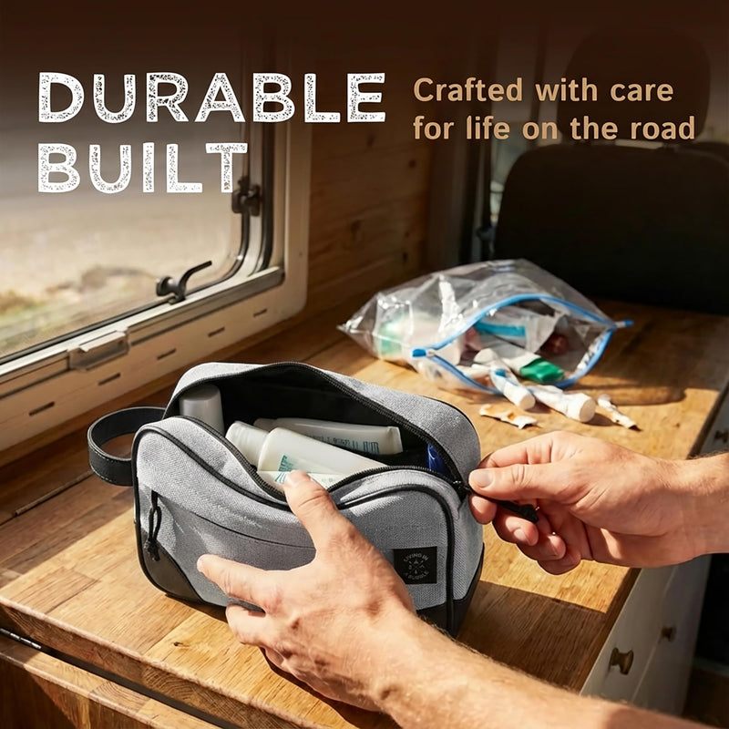 Living in a Bubble Premium Magnetic Bag. Durable Cordura Fabric Travel-Ready Toiletry Pouch for Camping, Traveling, Hiking, Family Trip (Gray) Gray