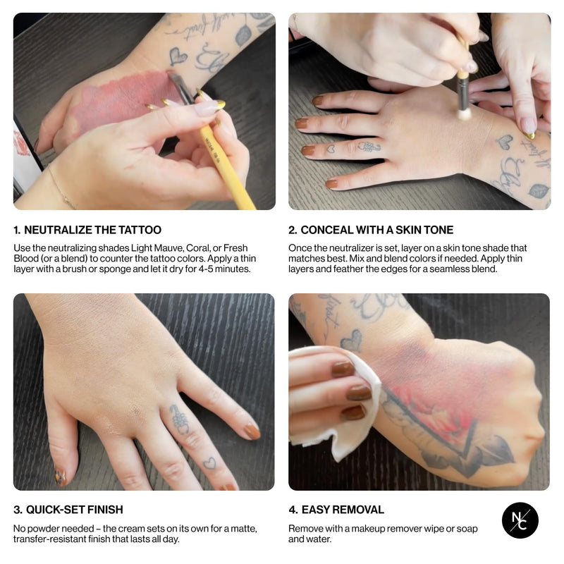 [Australia] - Narrative Cosmetics Tattoo Cover Up Makeup Palette | Quick-Set Waterproof Cream Concealer for Tattoos, Scars & Blemishes | Long-Lasting, Smudge-Proof Formula for All Skin Tones 