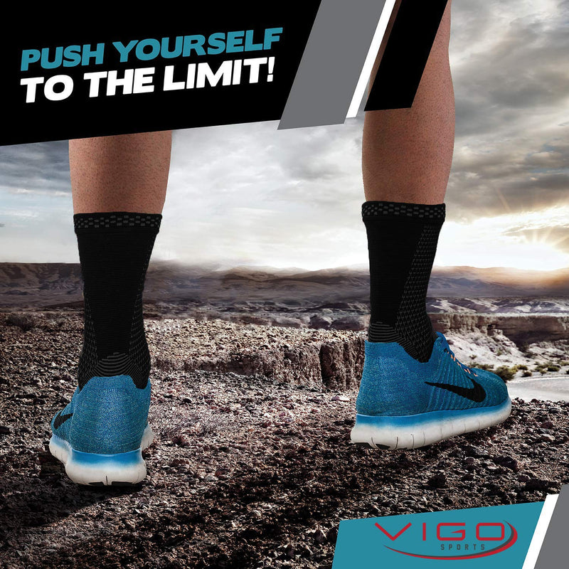 [Australia] - VIGO SPORTS [Set of 2 ankle joint supports I 7 zones compression provides proactive support for joint problems and heel spurs I Ergonomic design for optimal relief/increase in stability Black L 