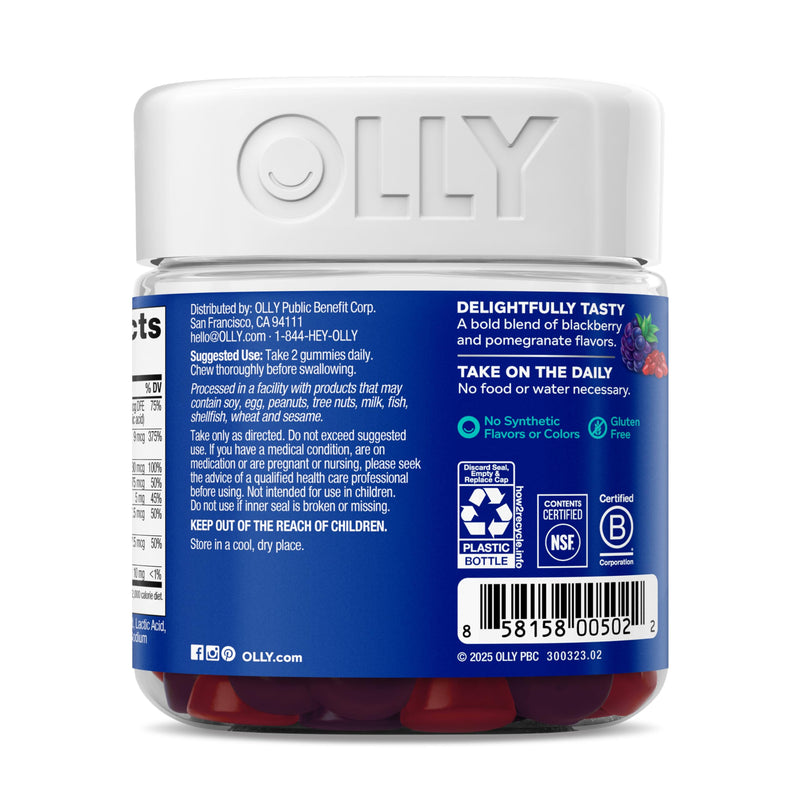 OLLY Men's Multivitamin Gummy, Supports Overall Wellness,* - 90 Count Blackberry 90 Count (Pack of 1)