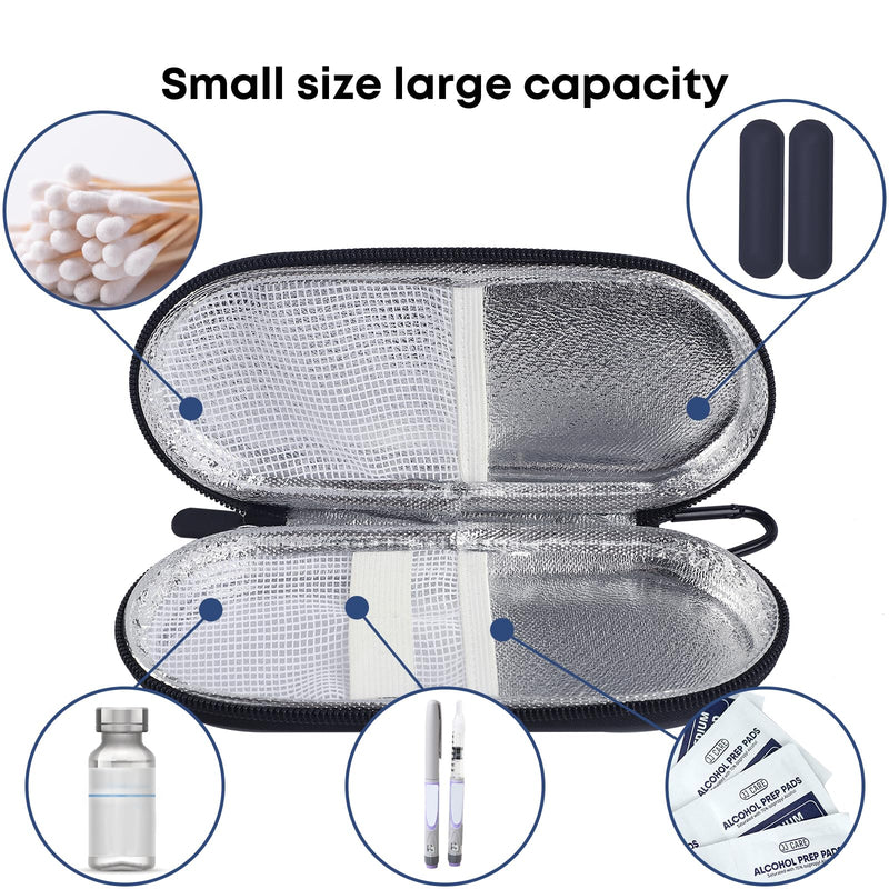 [Australia] - MOSLA Insulin Cooler Travel Case for Diabetic Organize Medication Insulated Cooling Bag with 2 Ice Packs for Insulin Pens and Other Diabetic Supplies Black 