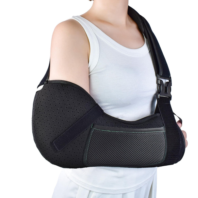 [Australia] - Arm Sling for Shoulder & Elbow Injury – Adjustable Shoulder Surgery Sling, Breathable & Lightweight Arm Support, Comfortable Sponge Shoulder Pad for Rotator Cuff & Elbow Recovery, Fits Left/Right Arm (Black, Small) Black 