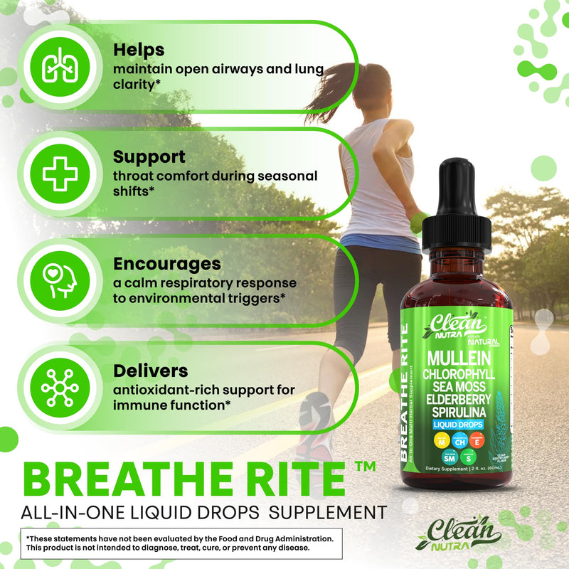 [Australia] - Clean Nutra Mullein Drops for Lungs Organic Chlorophyll Liquid Irish Sea Moss, Spirulina, Licorice, Tart Cherry Lobelia, Motherwort & Elderberry Mullein Leaf Extract Tincture Men Women Supplement 