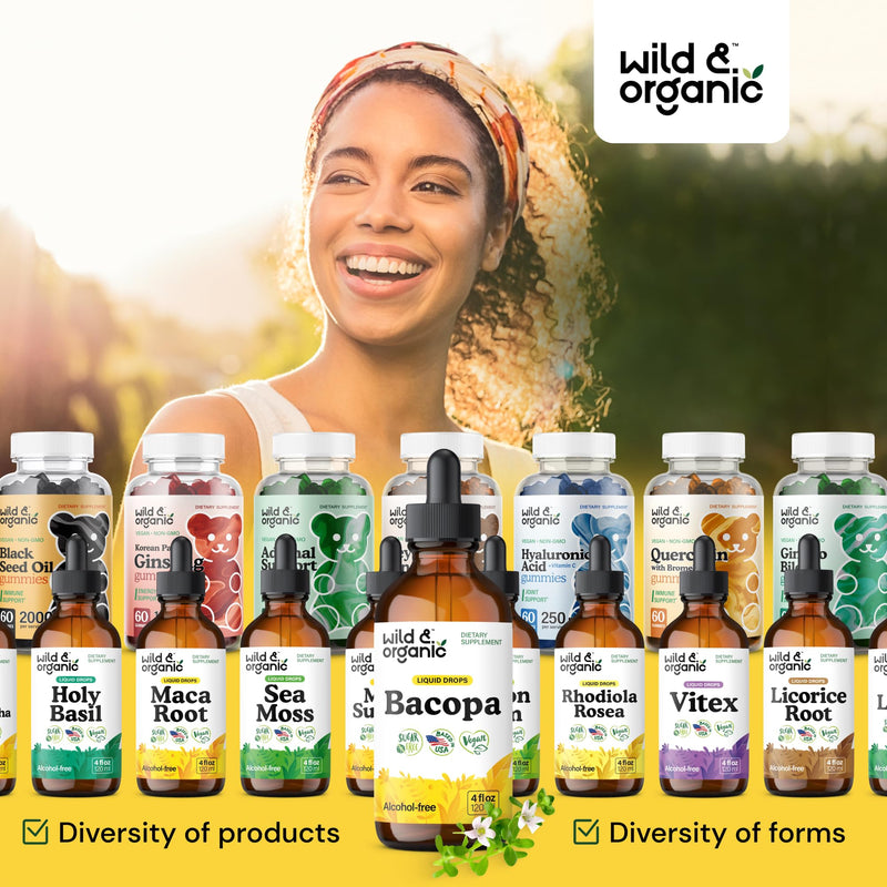 [Australia] - Wild & Organic Bacopa Liquid Drops - Herbal Tincture for Brain Support - Vegan Supplements with Bacopa Monnieri Extract Liquid - 5-Month Supply - Sugar & Alcohol-Free - 4 fl oz 4 Fl Oz (Pack of 1) 