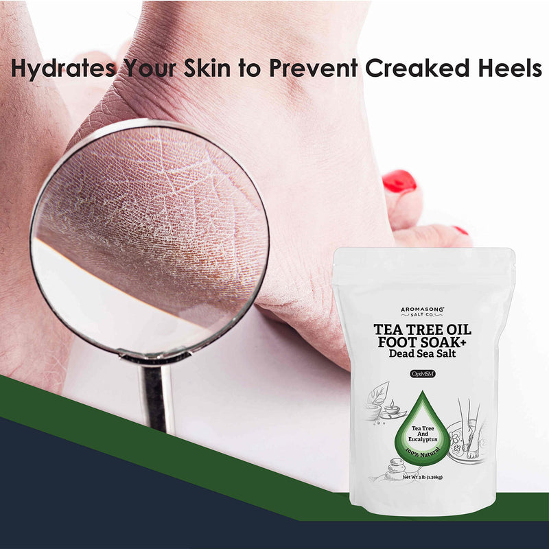[Australia] - Aromasong Tea Tree Foot Soak with Magnesium Flakes and Dead Sea Foot Soaking Salts - Pedicure Tea Tree oil foot Soak for Dry Cracked Feet-Athlete's Callus Remover- Eliminates Odor- Packaging may vary 3 Pound (Pack of 1) 