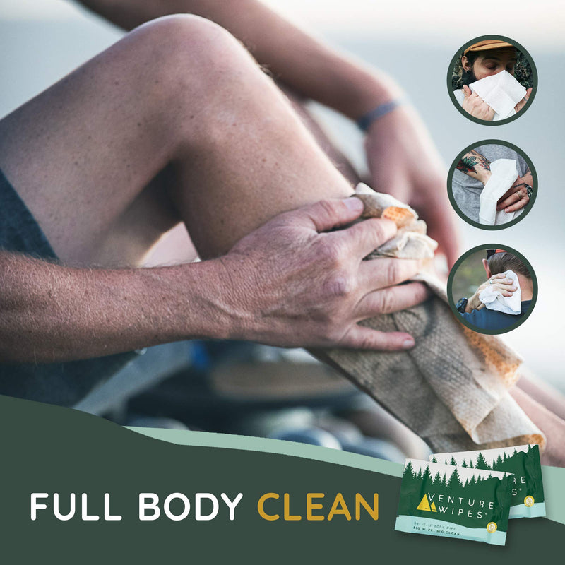 [Australia] - Venture Wipes Tea Tree Oil Body Wipes - Adventure Wipes for Adults - Biodegradable Cleansing Wipes with Aloe and Vitamin E - Camping Essentials - Individually Wrapped Body Wipes - 25 Count Bag 
