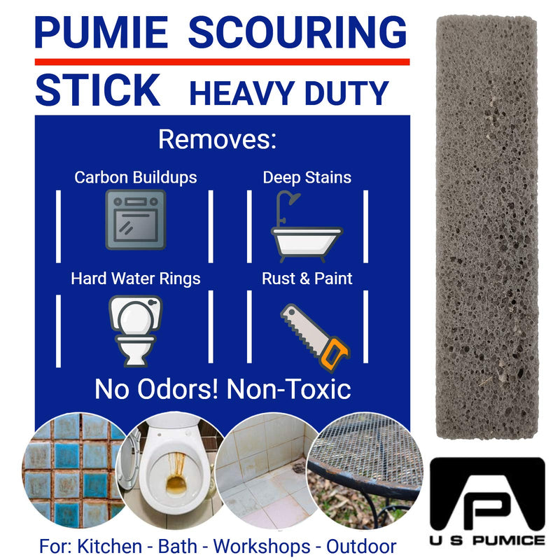 [Australia] - U.S. Pumice 1001 Pumie Scouring Stick, Heavy Duty, HDW, Remove Stains, Hard Water Rings, Rust and Paint, Carbon Buildups, (6 Pack) 1 Count (Pack of 6) 