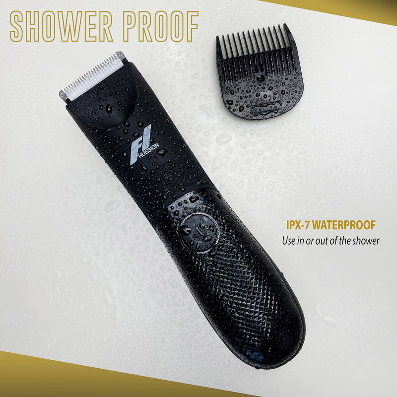 [Australia] - Fhuesion® Manscape Trimmer for Men -IPX7 Waterproof Ball Trimmer w/Light & Ceramic Blade, Body Groomer for Pubic/Body/Groin Grooming, Electric Razor Shavers USB-C Charging, No Nicks, Gifts for Him 