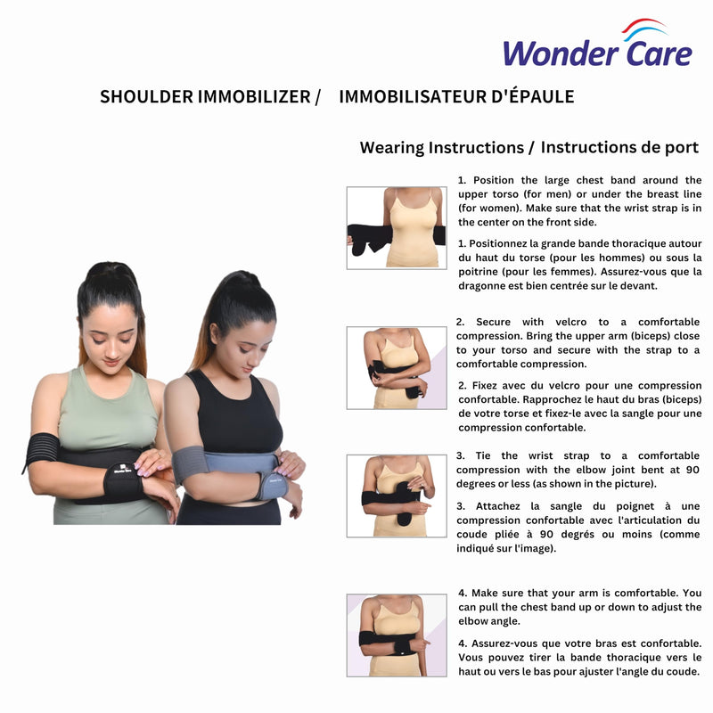 [Australia] - Wonder Care WC -Shoulder Immobilizer Arm Sling Elastic Brace for Clavicle Collar Bone Dislocation Subluxation Shoulder stabilizer Compression Brace After Rotator Cuff Surgery(30"-41") Black Universal(30"-41") 