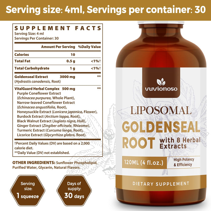[Australia] - Goldenseal Root Extract 3000mg for Immune and Respiratory Wellness - Fast Absorbing | Sugar-Free | Vegan | 4 Fl Oz 4 Fl Oz (Pack of 1) 