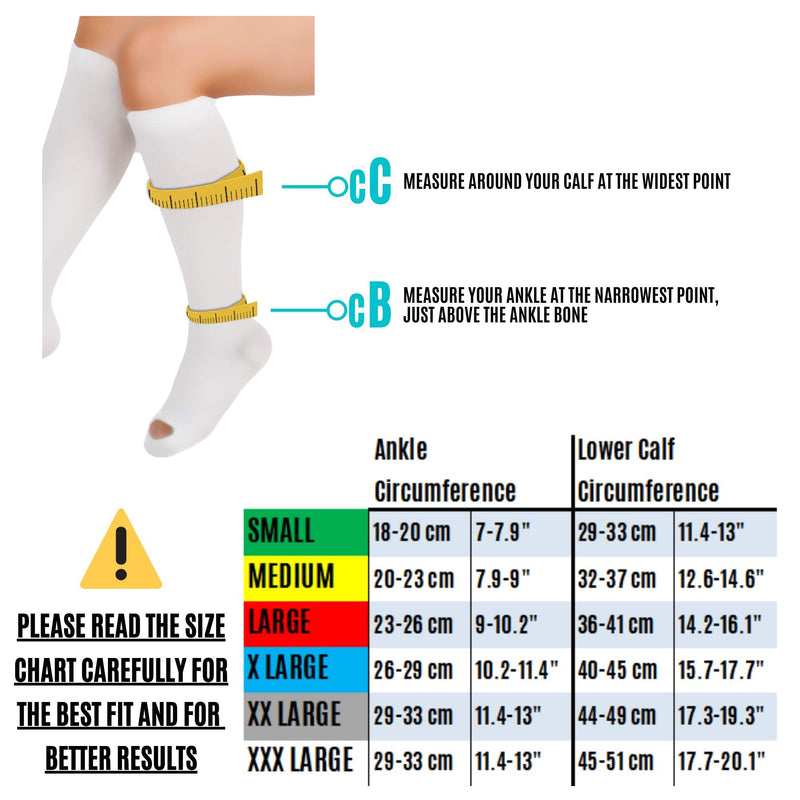 Anti Embolism Compression Stockings, Knee High Unisex Ted Hose Socks 15-20 mmHg Moderate Level Large (1 Pair)