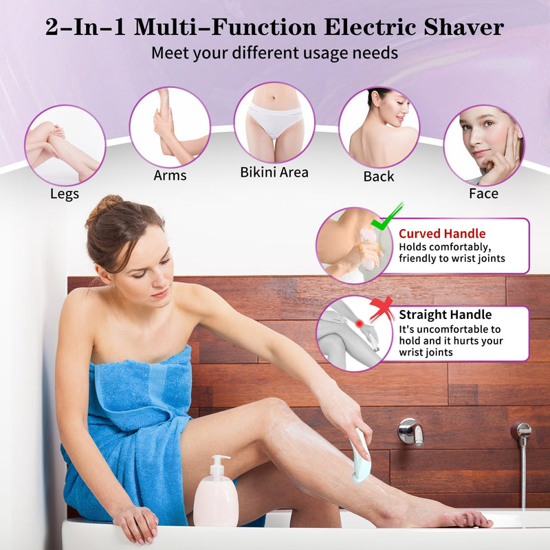 [Australia] - Glide Pro 3.0 Razor for Women, Livora Electric Shaver for Women, Silk Glide Pro Shaver, 2 in 1 Wet & Dry Waterproof Electric Shaver with Removable Head for Leg Arm Underarm Bikini Area (Blue) 