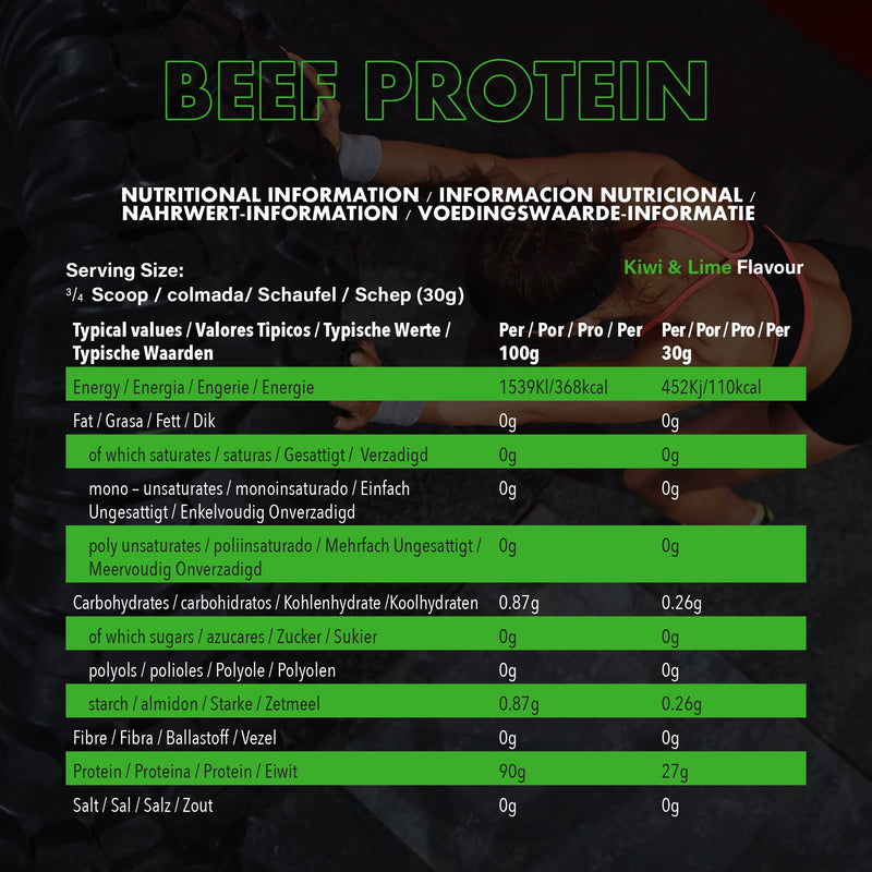 NXT Beef Protein Isolate 540g - High Protein Powder in Natural Amino Acids - Paleo, Keto Friendly - Dairy and Gluten Free | 540g (Kiwi & Lime)