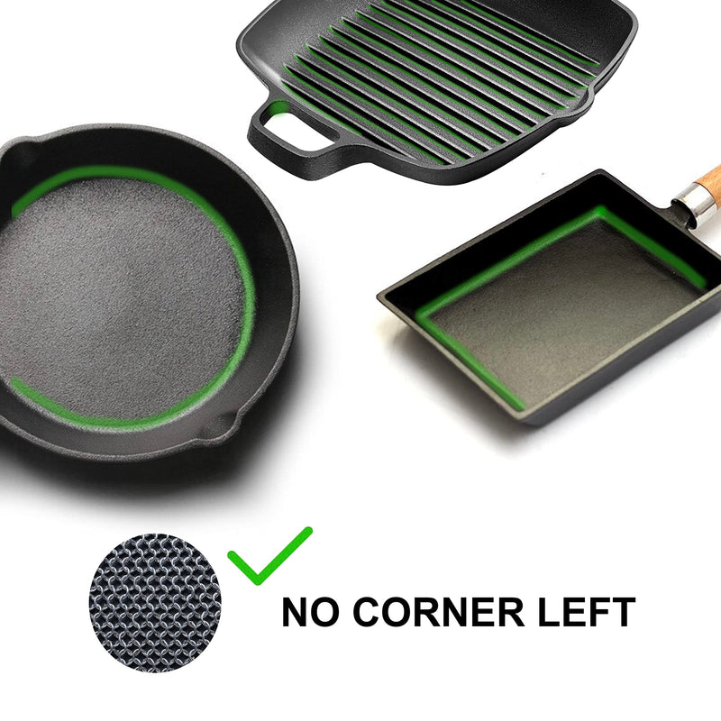 [Australia] - Mesh Cast Iron Scrubber Fine Rings Welded Chainmail Scrubber for Cups, Skillet Cast Iron Cleaner (7.1"X7.1") 7.1"X7.1" 