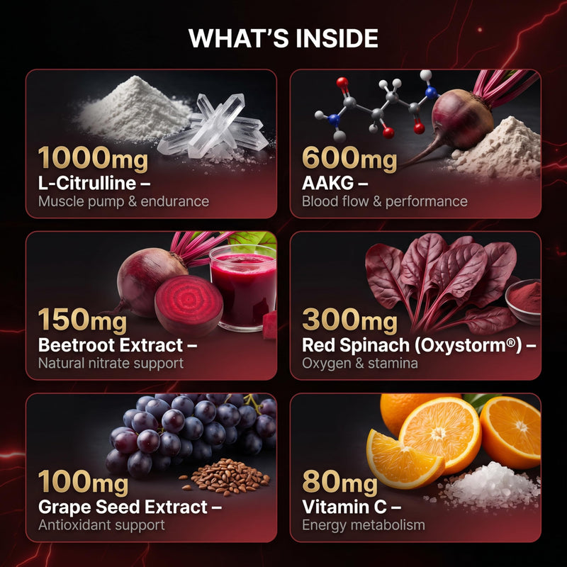 Nitric Oxide Booster – Pre Workout Supplement, 120 Capsules Made in UK – 3000mg L Citrulline AAKG Nitric Oxide Capsules, Blood Flow Pump Support, Endurance with Beetroot Red Spinach S7