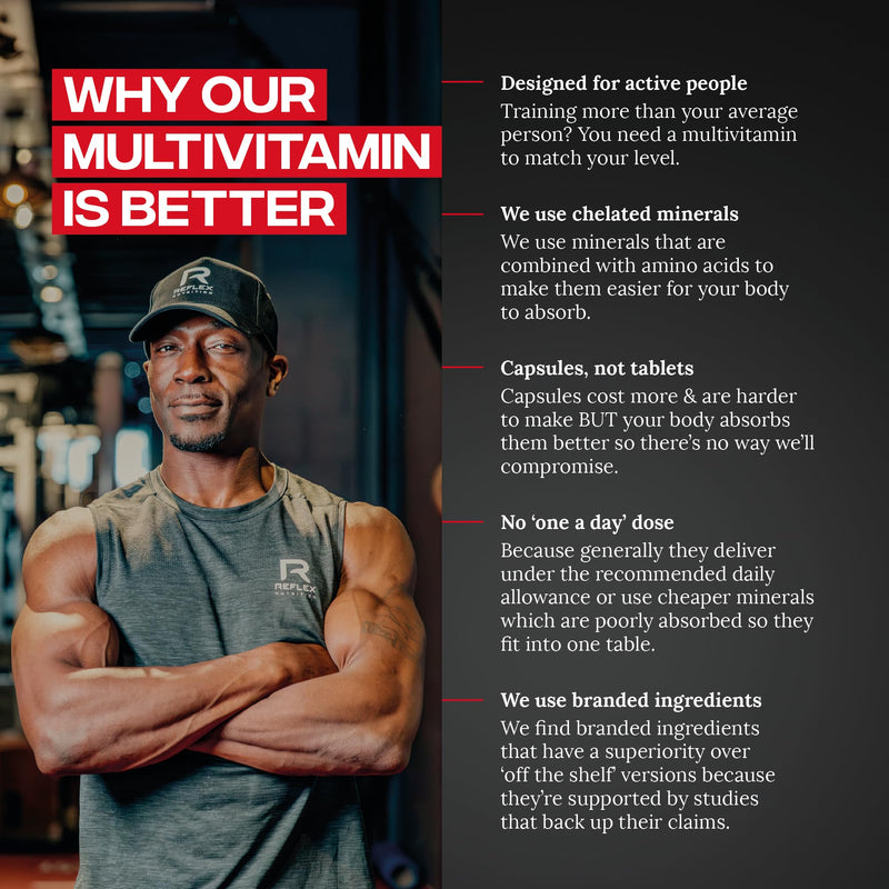 Reflex Nutrition Nexgen® Multivitamins and Minerals for Immune Support (60 Caps)- Multi Mineral and Vitamins for Immune System - Vitamins for Tiredness and Fatigue - Vitamin D Magnesium Vitamin C Zinc Standard 60 count (Pack of 1)