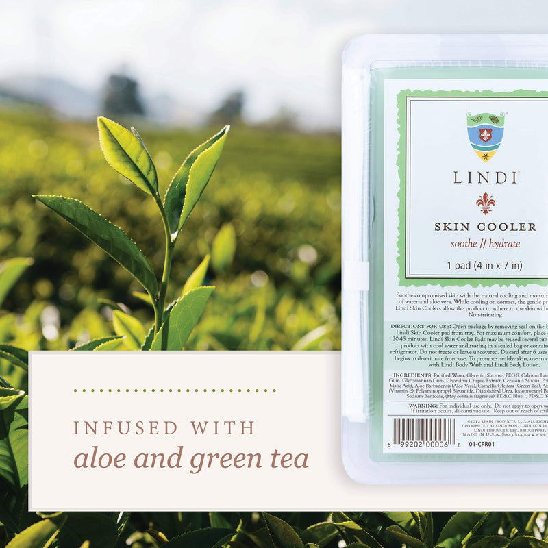 [Australia] - LINDI SKIN Cooler Pad - Cooling Hydro-Gel Formulated To Reduce Redness and Inflammation - Infused with Aloe Vera and Green Tea To Sooth & Relieve Radiation Burns (1 Pack, 4x7 inch) 