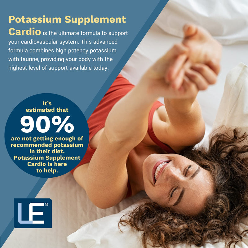 [Australia] - Life Enhancement Potassium Supplement Cardio Natural Potassium Supplement - 750 mg Potassium / 500 mg Taurine Per Serving- Daily Potassium Supplements - 120 Potassium Capsules (60 Servings) 