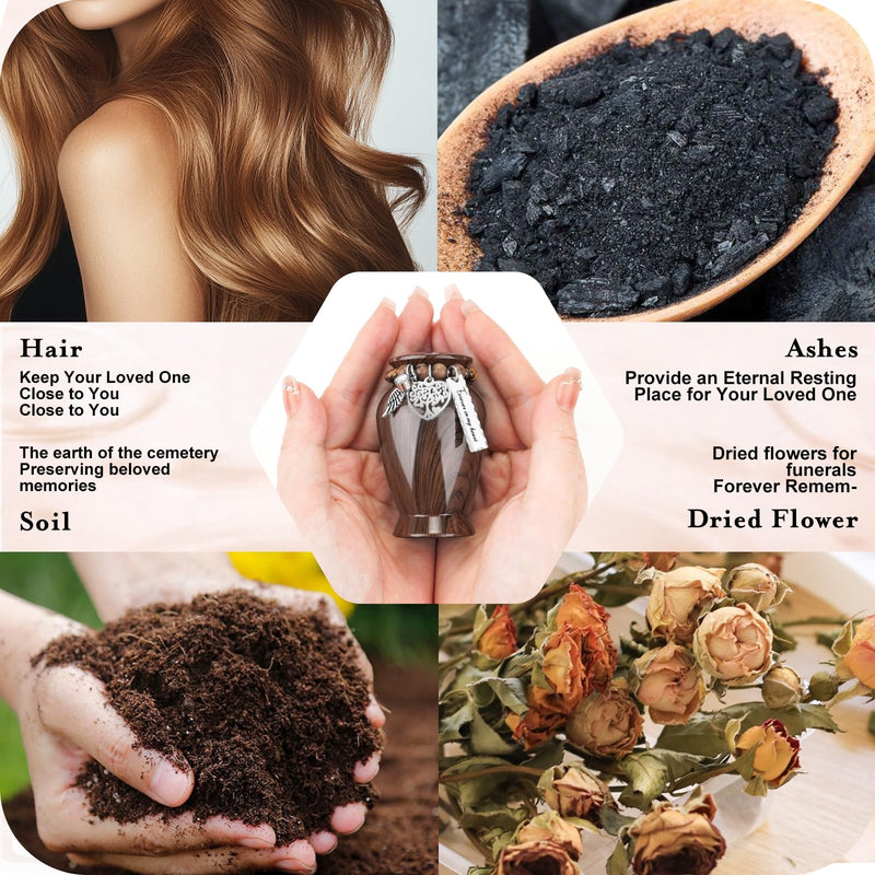[Australia] - Dletay Small Urns for Human Ashes Keepsake 2.85 Inch Memorial Mini Cremation Urn for Women Men Aluminum Decorative Funeral Urns - Walnut Brown 