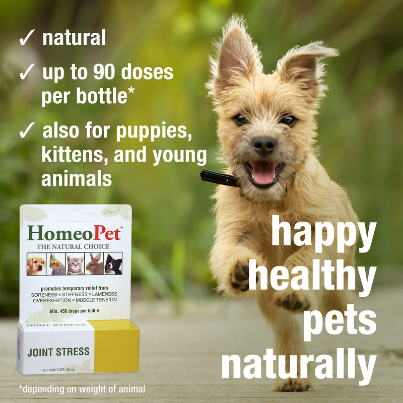 HomeoPet Joint Stress, Joint Support for Dogs and Cats, Liquid Pet Meds to Support Healthy Joint Movement, 15 Milliliters - PawsPlanet Australia