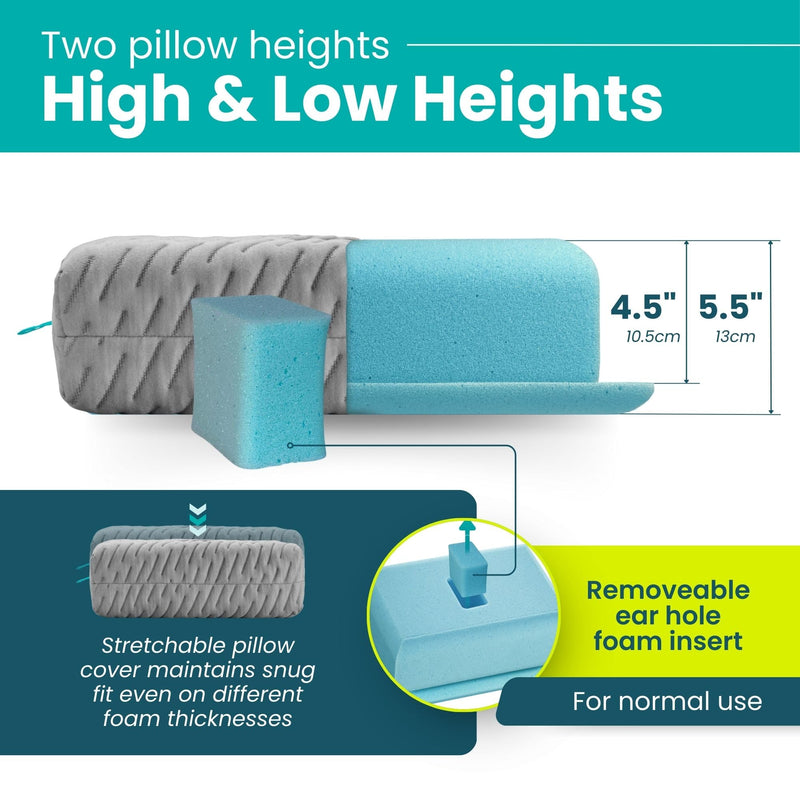 [Australia] - BLISSBURY Mini Ear Pillow | Ear Piercing Pillow for Side Sleeping | Travel Friendly CNH Pillow with Ear Hole | Soothing Hole for Ear Pain | Piercing Health & Ear Recovery for Side Sleepers | Donut Ear Gray 