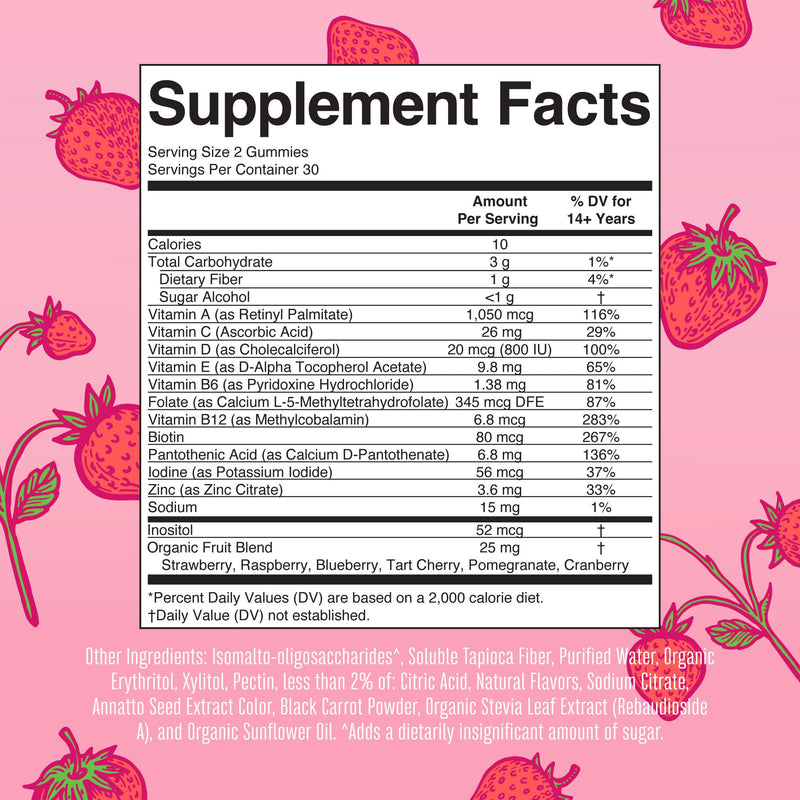 MARYRUTH'S Organics Prenatal Postnatal Multivitamin Gummies (Strawberry) & Women's | USDA Organic | Vitamins for Breastfeeding, Beauty, & Immunity | Vegan, No Gelatin